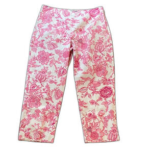 Ann Taylor Pink Floral Cotton Capri Pants sz 12